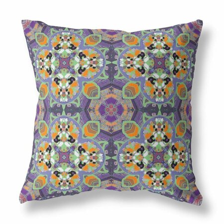 HOMEROOTS 28 in. Cloverleaf Indoor & Outdoor Throw Pillow Purple & Green 411868